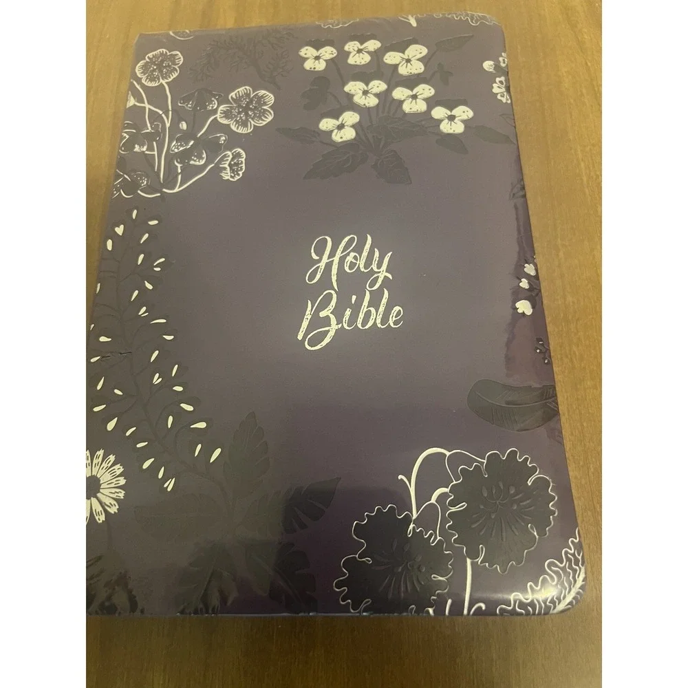 New Sealed Holy Bible New International Version Reference Dark Purple Floral